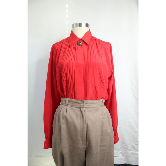 Vintage 80s/90s Penbrooke Lane Pin-tucked Button-down Shirt - Picture 4 of 12